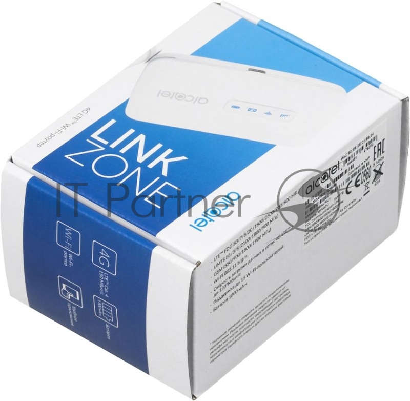 Модем 2G/3G/4G Alcatel Link Zone USB Wi-Fi Firewall +Router внешний белый