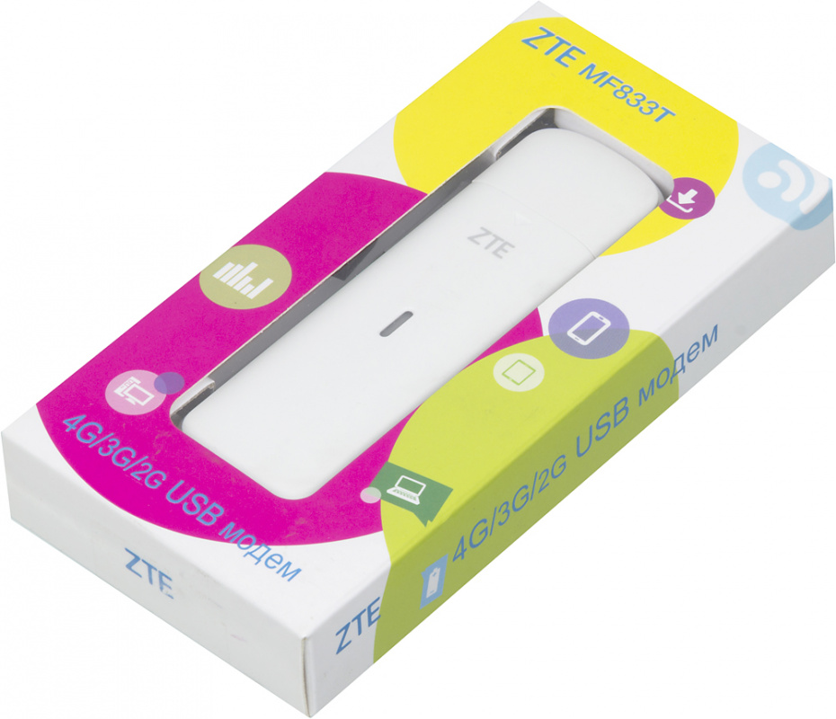 Модем 2G/3G/4G ZTE MF833T USB Firewall +Router внешний белый