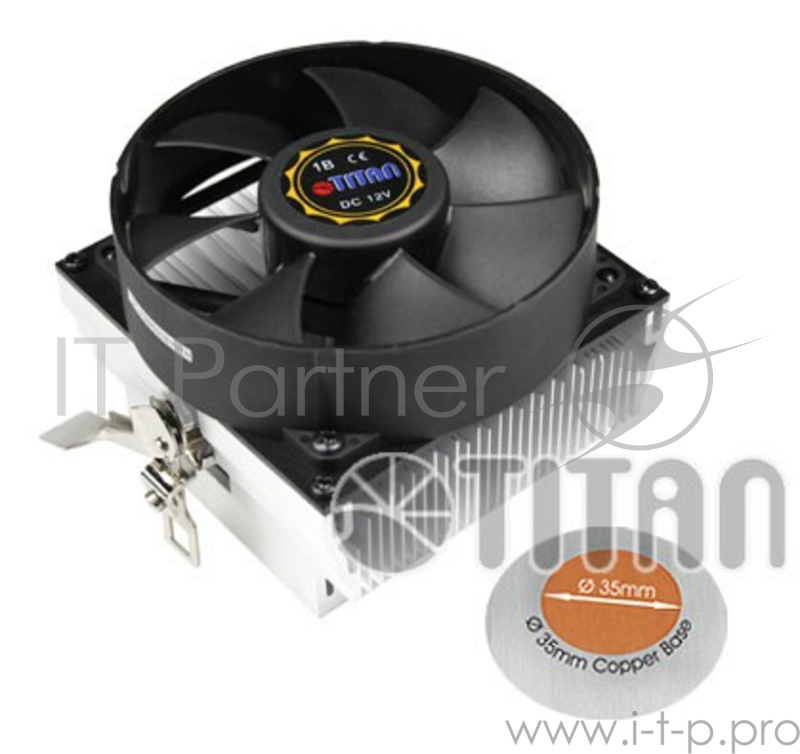 Устройство охлаждения(кулер) Titan DC-K8M925B/R/CU35 Soc-FM1/FM2/AM2/AM2+/AM3/AM3+/ 3-pin 27dB Al Re