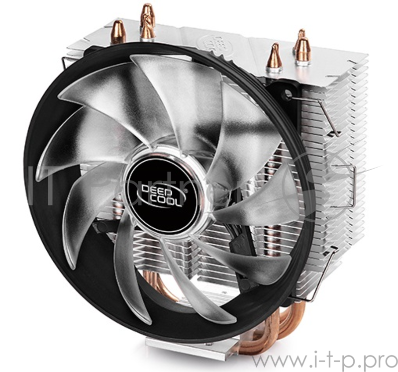 Кулер DEEPCOOL GAMMAXX300R LGA1366/1156/55/51/50/775/FM2+ (24шт/кор, TDP 130Вт, PWM, Red Led, 3 тепл. трубки прямого контакта,120мм вент-р,17.8~21dB(A)) RET