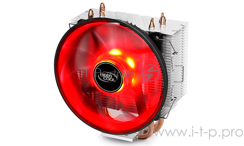 Кулер DEEPCOOL GAMMAXX300R LGA1366/1156/55/51/50/775/FM2+ (24шт/кор, TDP 130Вт, PWM, Red Led, 3 тепл. трубки прямого контакта,120мм вент-р,17.8~21dB(A)) RET