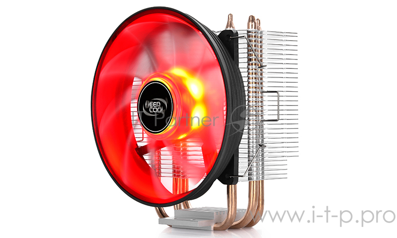 Кулер DEEPCOOL GAMMAXX300R LGA1366/1156/55/51/50/775/FM2+ (24шт/кор, TDP 130Вт, PWM, Red Led, 3 тепл. трубки прямого контакта,120мм вент-р,17.8~21dB(A)) RET