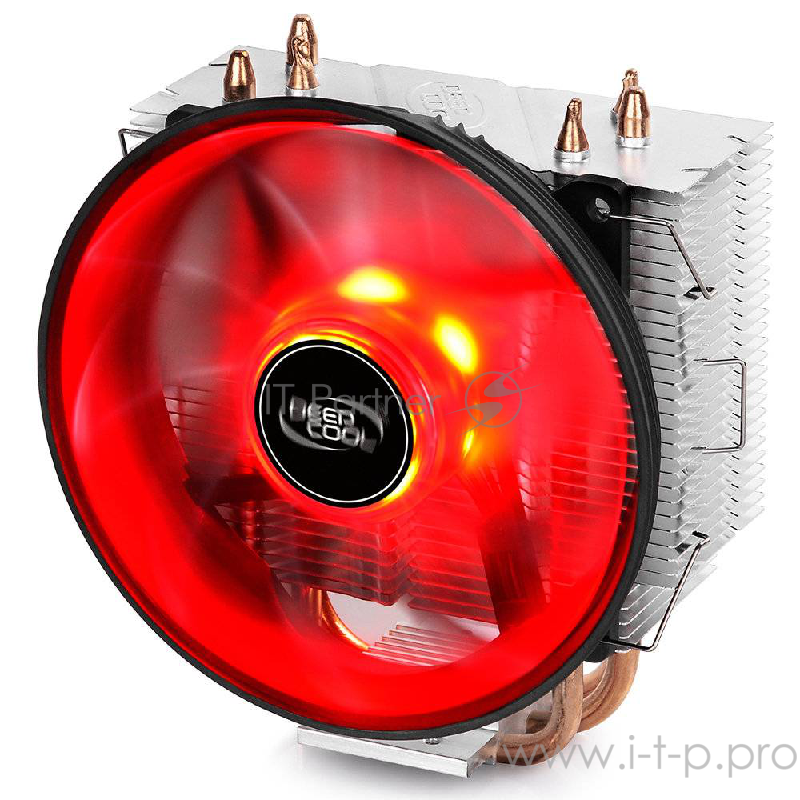 Кулер DEEPCOOL GAMMAXX300R LGA1366/1156/55/51/50/775/FM2+ (24шт/кор, TDP 130Вт, PWM, Red Led, 3 тепл. трубки прямого контакта,120мм вент-р,17.8~21dB(A)) RET