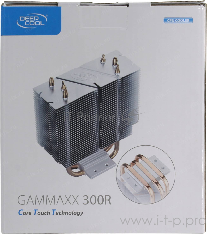 Кулер DEEPCOOL GAMMAXX300R LGA1366/1156/55/51/50/775/FM2+ (24шт/кор, TDP 130Вт, PWM, Red Led, 3 тепл. трубки прямого контакта,120мм вент-р,17.8~21dB(A)) RET