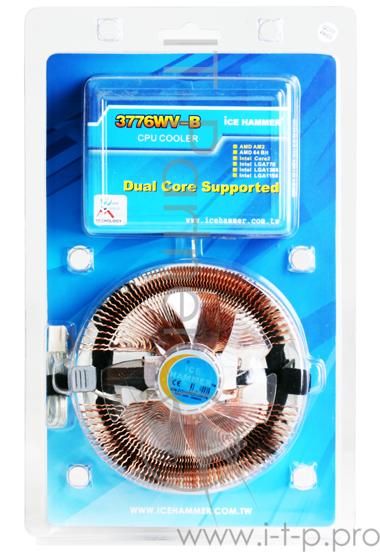 Кулер Ice Hammer IH-3776WV-B (SocketAM2/LGA775/1366, Cu, Neon Blue)