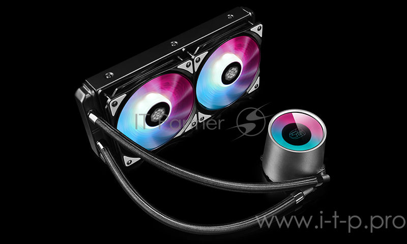 Комплект водяного охлаждения DEEPCOOL CASTLE 280 RGB LGA20XX/LGA1366/LGA115X/TR4/AM (8шт/кор,TDP Intel 150W, RGB Lighting, PWM, DUAL FAN) RET