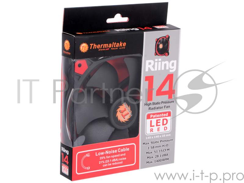 Вентилятор Thermaltake Riing 14 LED 140mm Red + LNC (CL-F039-PL14RE-A)