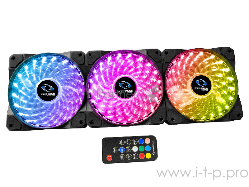 Вентилятор Raidmax NV-A120R3 RGB с пультом ДУ (3 in 1) 120x120x25мм (18шт./кор, пит. от мат.платы и
