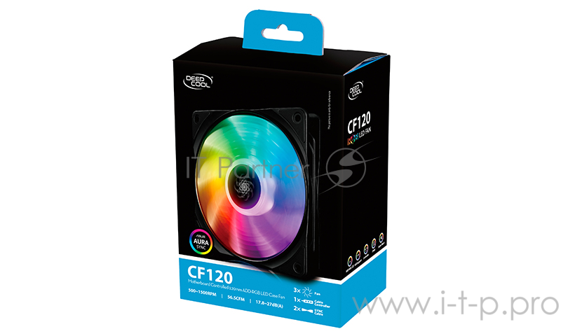 Вентилятор DEEPCOOL СF120 (3 IN 1) RGB 120x120x25мм (16шт./кор, 3xCF120, PWM, пит. от мат.платы и БП