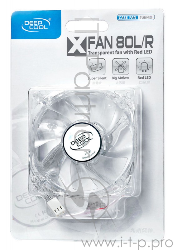 Вентилятор Deepcool XFAN 80L/R 80x80 3-pin 20dB 60gr LED Ret
