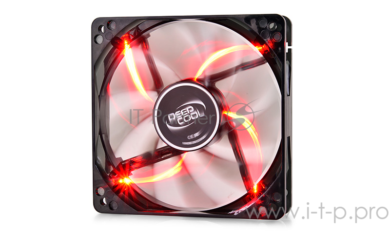 Вентилятор DEEPCOOL Wind Blade RED 120x120x25мм (64шт./кор, пит. от мат.платы и БП, полупрозрачный,