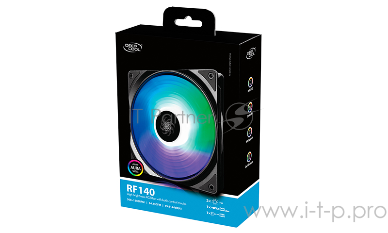 Вентилятор DEEPCOOL RF140 (2 IN 1) RGB 140x140x26мм (12шт./кор, 2xRF140, PWM, пит. от мат.платы и БП