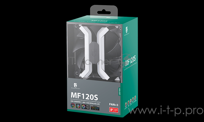 Вентилятор DEEPCOOL MF120S (3 IN 1) RGB 120x120x25мм (18шт./кор, PWM, RGB подсветка, безкаркасный ди