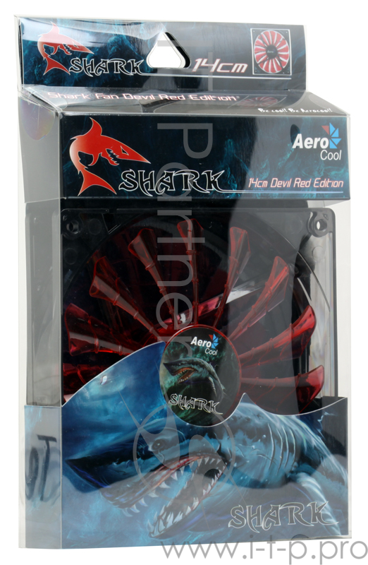 Вентилятор Aerocool Shark 14см Devil Red Edition (красная подсветка), 3+4 pin, 50 CFM, 800 RPM, 14