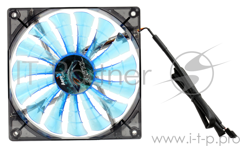 Вентилятор Aerocool Shark 14см Blue Edition (синяя подсветка), 3+4 pin, 50 CFM, 800 RPM, 14.5 dBA