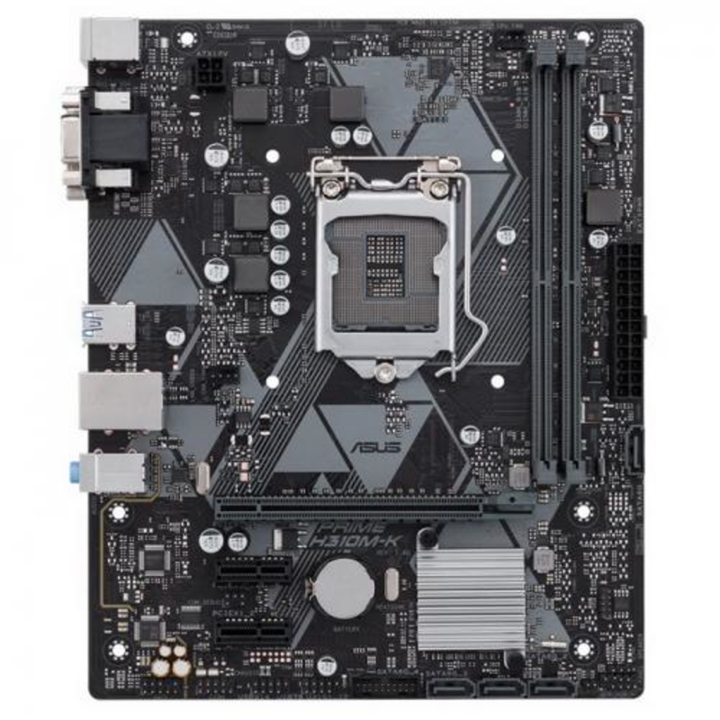 Мат. плата Socket1151 ASUS PRIME H310M-K (iH310, 2xDDR4, SATA III, PCI-E, D-Sub, DVI, 1Гбит LAN, USB3.1, mATX)