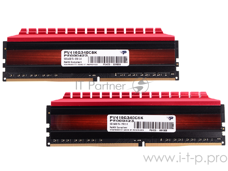 Память DDR4 PATRIOT 16Gb 2x8GB (pc-27200) 3400MHz Viper4 CL16 Red PV416G340C6K