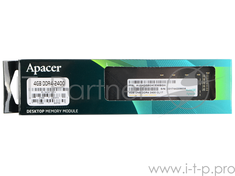 Память DDR4 Apacer 4Gb (pc-19200) 2400MHz Retail AU04GGB24CEWBGH/EL.04G2T.LFH