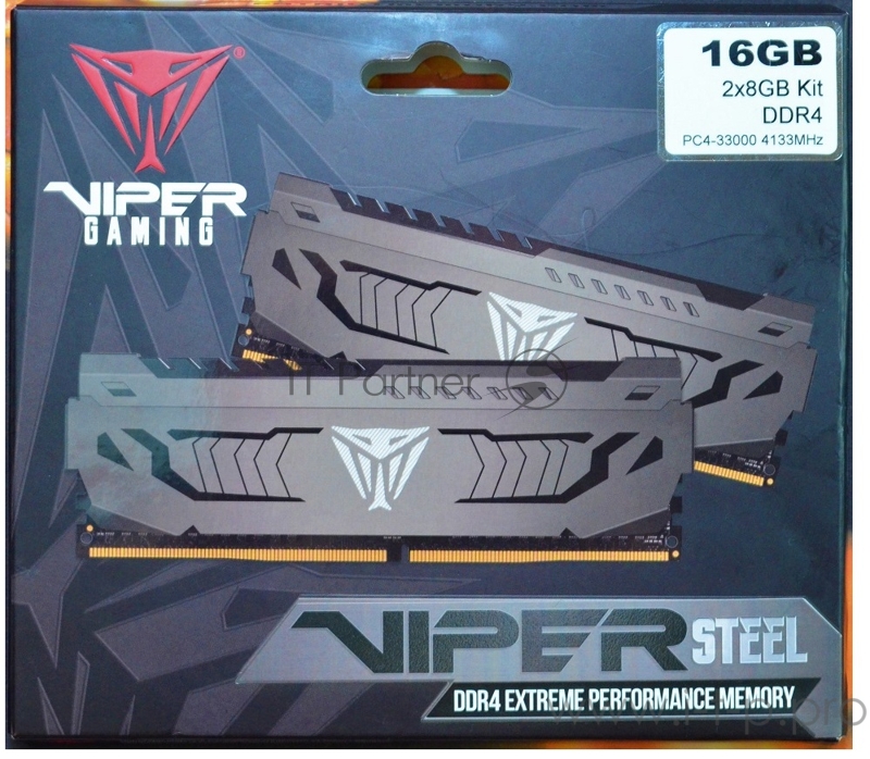 Память DDR4 16Gb 2x8GB (pc-33000) 4133MHz Patriot Viper Steel CL19 1Gx8 SR Samsing chips PVS416G413C