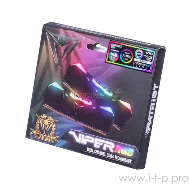 Память DDR4 16Gb 2x8GB (pc-33000) 4133MHz Patriot Viper4 Black CL19 LED RGB PVR416G413C9K