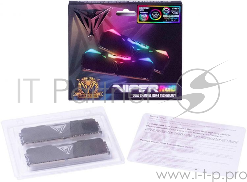 Память DDR4 16Gb 2x8GB (pc-33000) 4133MHz Patriot Viper4 Black CL19 LED RGB PVR416G413C9K