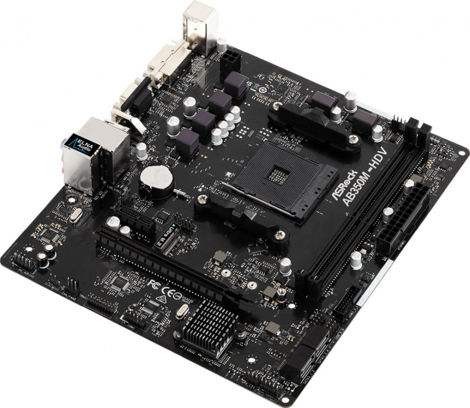 Мат. плата ASRock AB350M-HDV R3.0 AM4, AMD B350, 2xDDR4, PCI-Ex16, PCI-Ex1, HDMI, D-Sub, DVI, SATAI