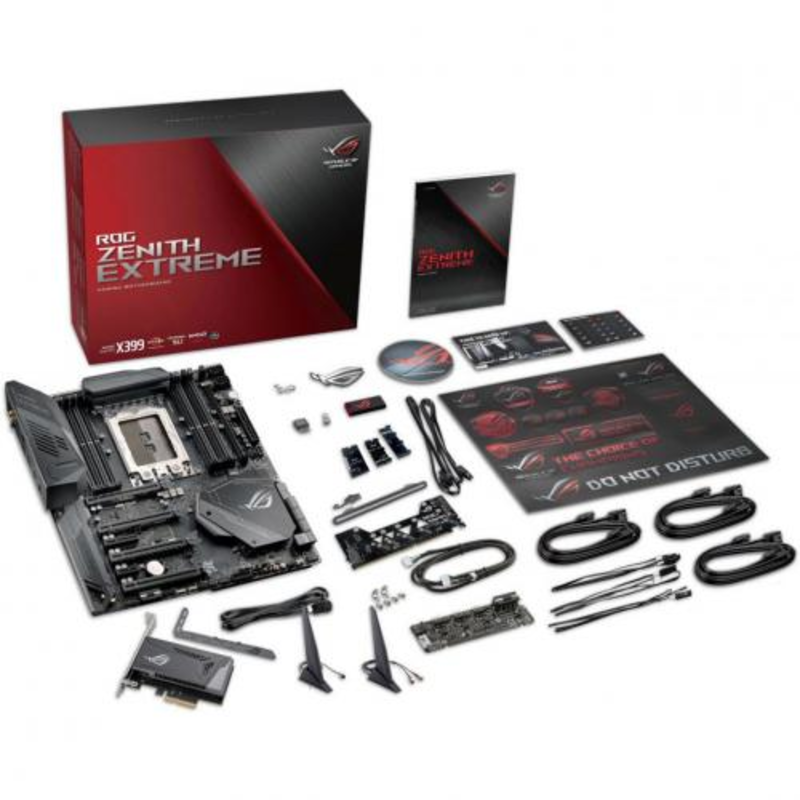 Материнская плата ASUS ROG ZENITH EXTREME Socket TR4, AMD X399, 8xDDR-4, 7.1CH, 1000 Мбит/с, Wi-Fi, Bluetooth, USB3.1, USB 3.1 Type-C, E-ATX, Retail
