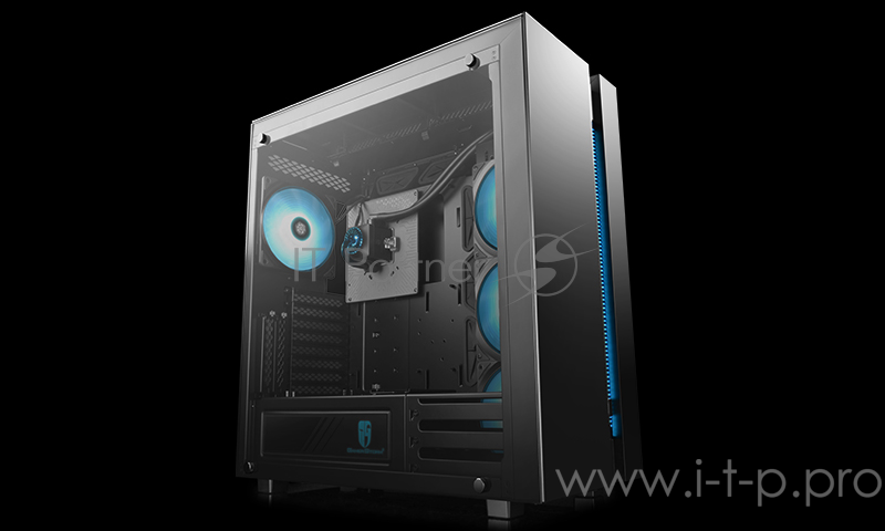 Корпус Deepcool ARK 90MC без БП, большое боковое окно, черный, установлена 280 система водяного