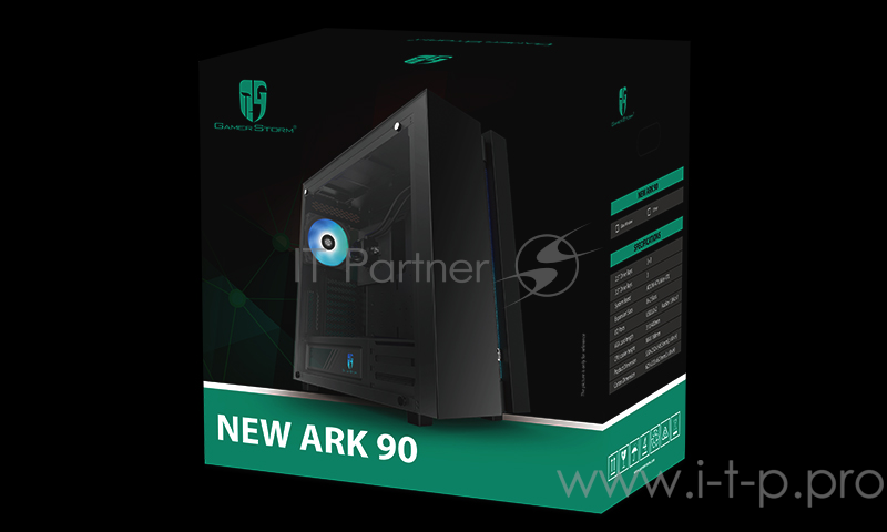 Корпус Deepcool ARK 90MC без БП, большое боковое окно, черный, установлена 280 система водяного