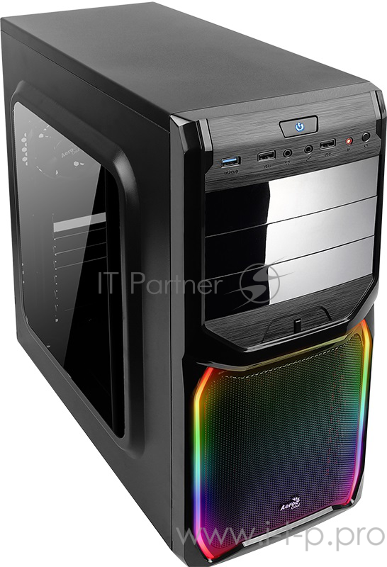 Корпус Aerocool V3X RGB без БП, Window Black Edition, ATX, боковое окно, черный