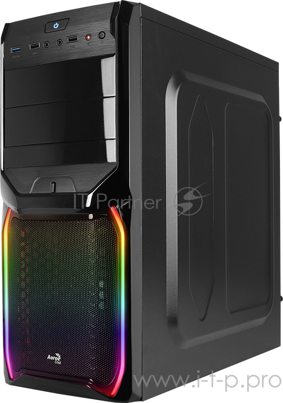Корпус Aerocool V3X RGB без БП, Window Black Edition, ATX, боковое окно, черный