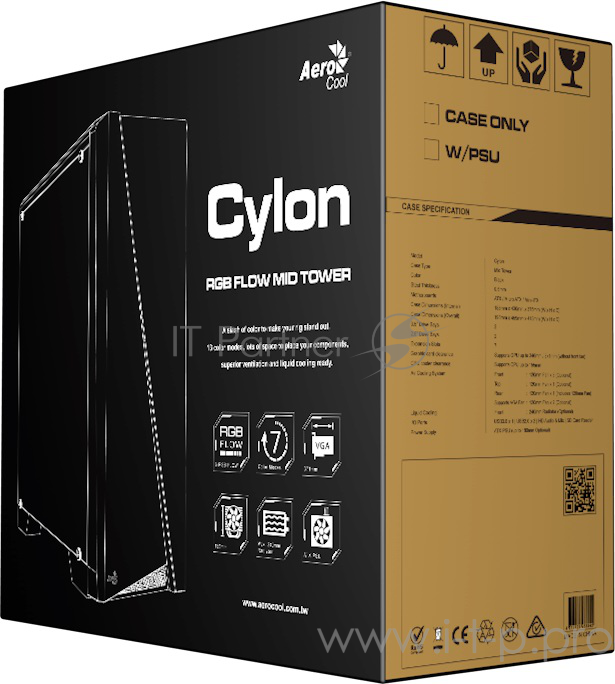 Корпус Aerocool Cylon без БП, боковое окно, с Card Reader, ATX, черный