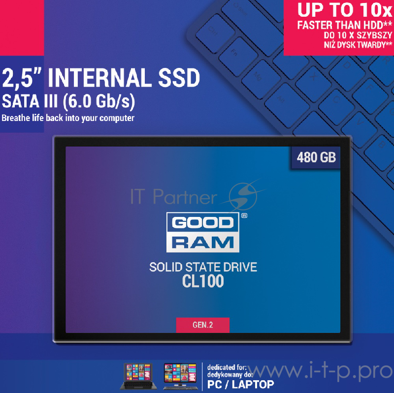 Накопитель SSD Goodram 2,5 SATA-III CL100 Gen.2 480GB SSDPR-CL100-480-G2 7mm TLC