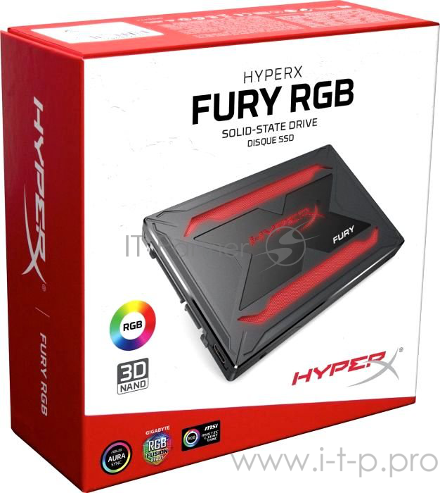 SSD 2.5 Kingston 480Gb HyperX Fury RGB SHFR200B/480G Upgrade Bundle (SATA3, up to 540/480Mbs, 3D
