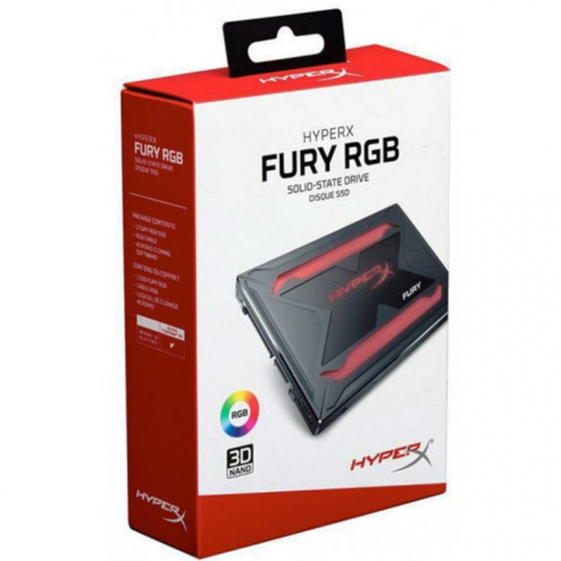 SSD 2.5 Kingston 480Gb HyperX Fury RGB SHFR200B/480G Upgrade Bundle (SATA3, up to 540/480Mbs, 3D