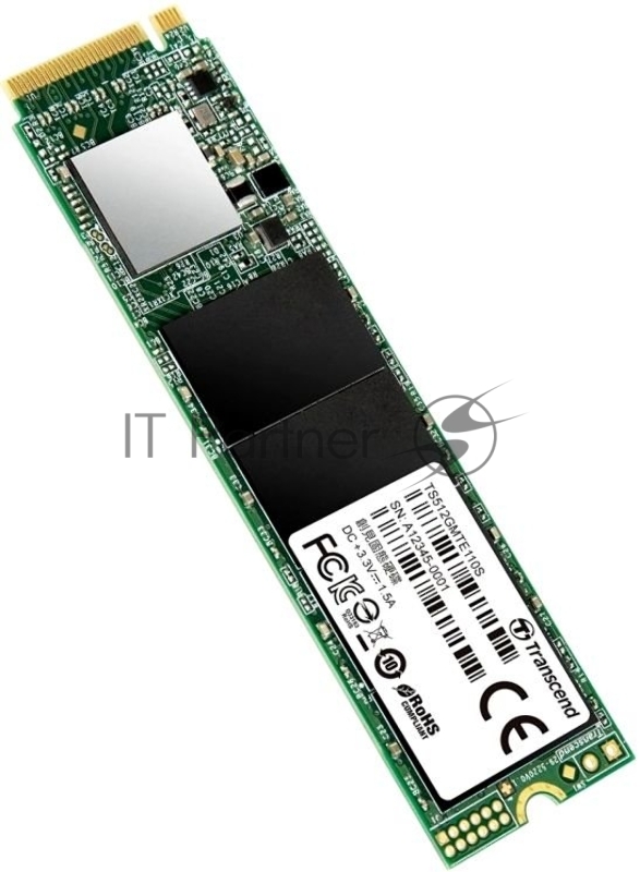 Твердотельный диск 512GB Transcend MTE110S, 3D TLC NAND, M.2 2280,PCIe Gen3x4, DRAM-less