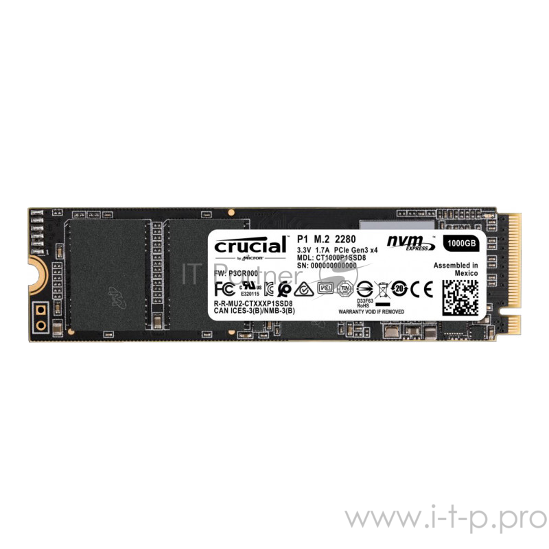 Накопитель SSD Crucial PCI-E x4 1000Gb CT1000P1SSD8 P1 M.2 2280
