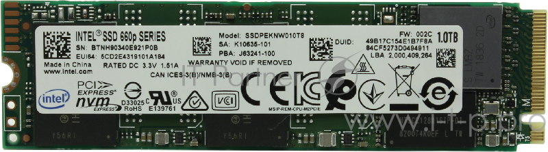 Накопитель SSD Intel Original PCI-E x4 1Tb SSDPEKNW010T8X1 660P M.2 2280