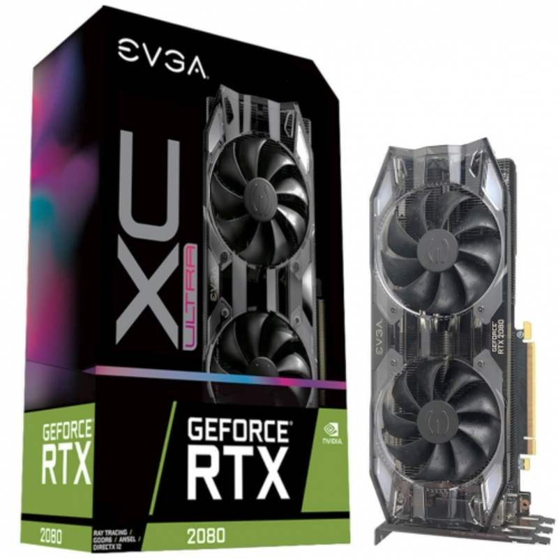 Видеокарта EVGA GeForce RTX 2080 XC ULTRA GAMING, PCI-Ex16 3.0, 8GB, GDDR6, 256bit, HDMI, 3xDP, USB Type-C, RTL (08G-P4-2183