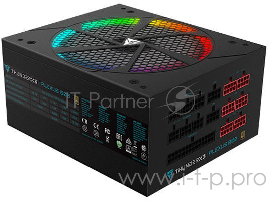 Блок питания ThunderX3 PLEXUS 800 (800 Вт, подсветка RGB, чёрный, 20+4 pin 1, 4+4pin 1, 4 х PATA, 6 х SATA, 4 х PCIe, 140 х 140 мм)