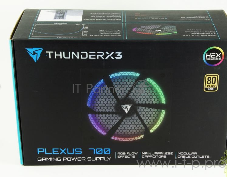 Блок питания ThunderX3 PLEXUS 700 (700 Вт, подсветка RGB, чёрный, 20+4 pin 1, 4+4pin 1, 4 х PATA, 6 х SATA, 4 х PCIe, 140 х 140 мм)