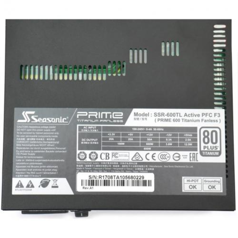 Блок питания SEASONIC Prime 600 Fanless Titanium SSR-600TL 600W ,RTL{4}