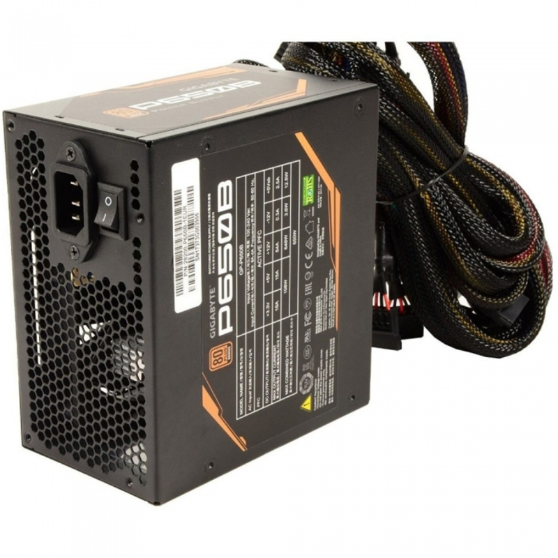 Блок питания Gigabyte ATX 650W GP-P650B 80+ bronze (24+4+4pin) APFC 120mm fan 6xSATA RTL