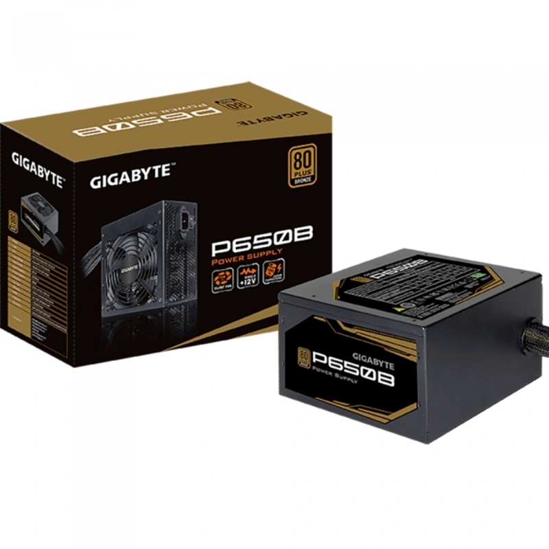 Блок питания Gigabyte ATX 650W GP-P650B 80+ bronze (24+4+4pin) APFC 120mm fan 6xSATA RTL