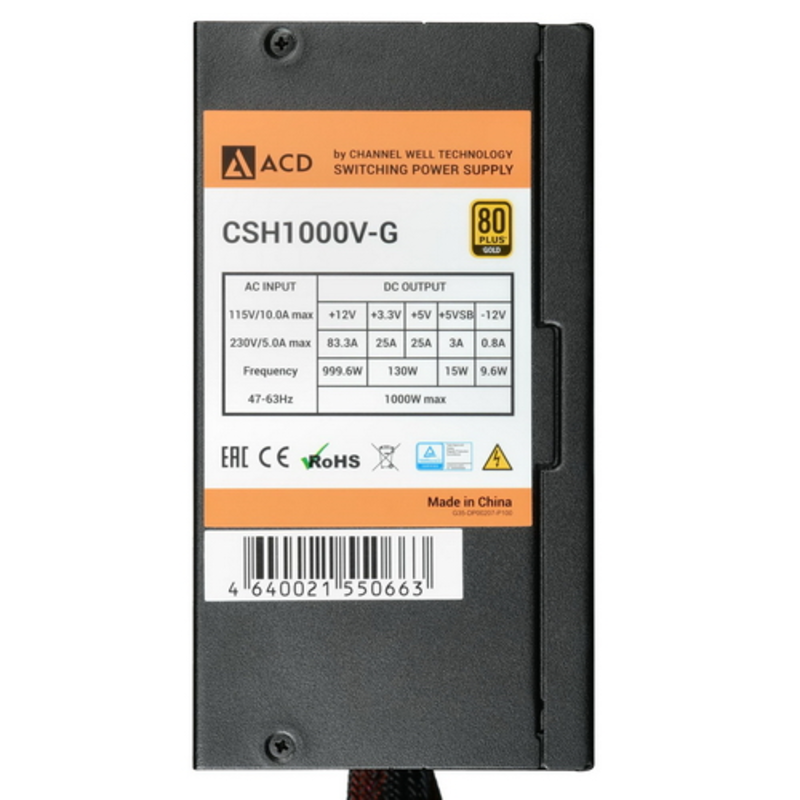 Блок питания CWT CSH1000V-G 1000W 80+ Gold, Modular, RET