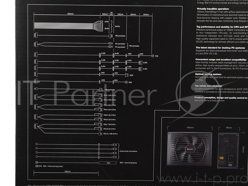 Блок питания BE QUIET! DARK POWER PRO 11 1000W / ATX 2.4 / Active PFC / 80+ Platinum / 8xPCIE6+2pin