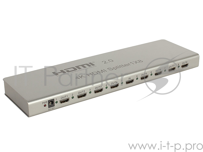 Разветвитель Orient HSP0108H-2.0, HDMI 4K Splitter 1-)8, HDMI 2.0/3D, UHDTV 4K/ 60Hz (3840x2160)/HDT
