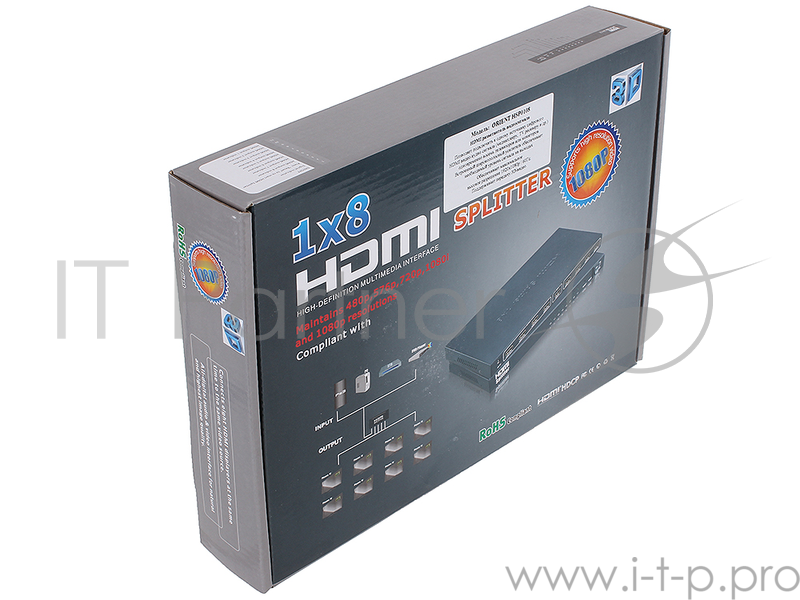 Разветвитель HDMI Splitter Orient HSP0108, 1-)8, HDMI 1.4/3D, HDTV1080p/1080i/720p, HDCP1.2, внешний