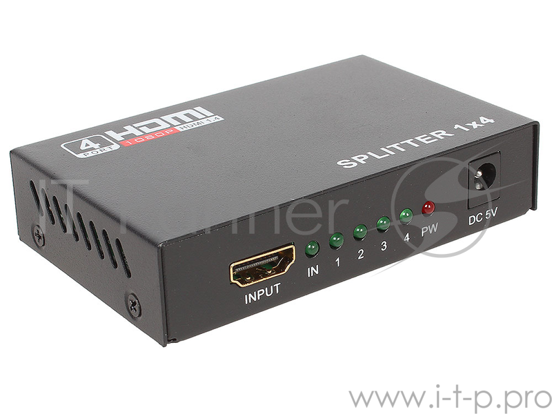 Разветвитель HDMI Splitter Orient HSP0104N, 1-)4, HDMI 1.4/3D, HDTV1080p/1080i/720p, HDCP1.2, внешни