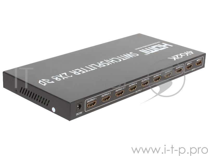 Разветвитель HDMI 4K Switch/Splitter Orient HSP0208H, 2-)8, HDMI 1.4b/3D, UHDTV 4K(3840x2160)/HDTV10